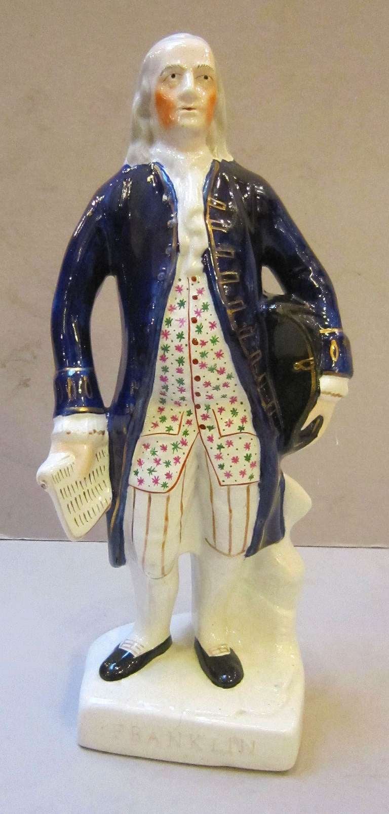 Glazed Staffordshire Figure of Ben Franklin