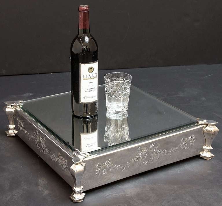 Large English Mirrored Square Plateau or Centerpiece 3