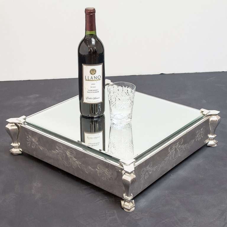 Large English Mirrored Square Plateau or Centerpiece 2