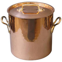 Antique Large Copper Stock Pot with Lid