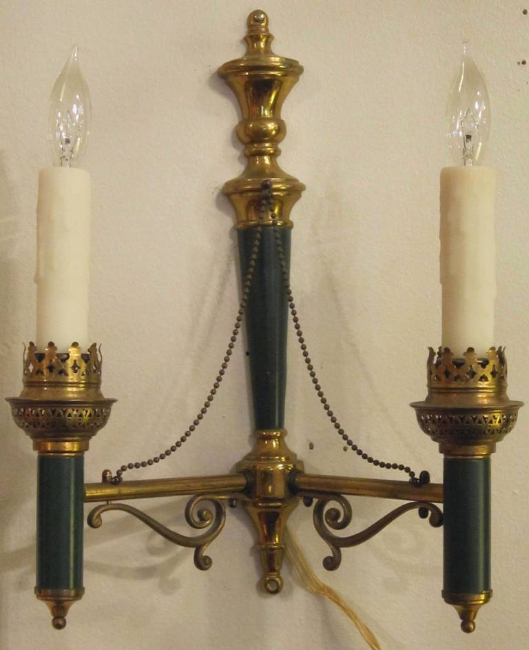 English Pair of Empire or Regency Style Sconces or Wall Lights For Sale