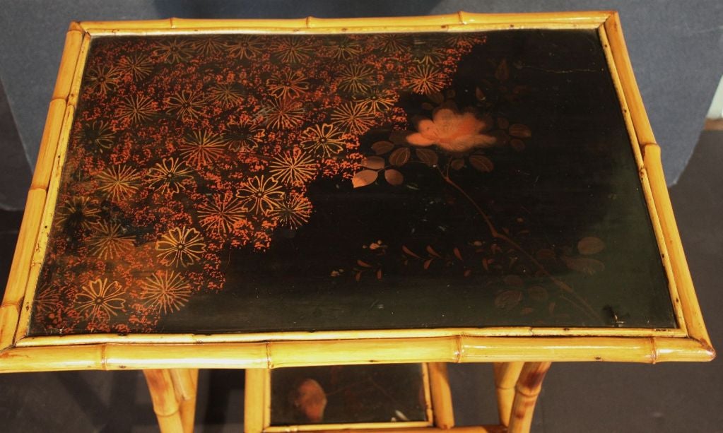English Bamboo Table with Lacquer Top at 1stDibs