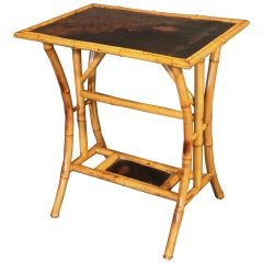 English Bamboo Table with Lacquer Top