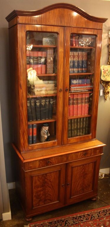 Brass Scottish Two-Tiered Bookcase of Mahogany For Sale