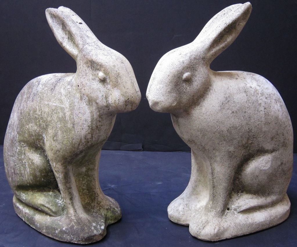 Pair of Garden Stone Rabbits -Art Deco (Priced Individually)