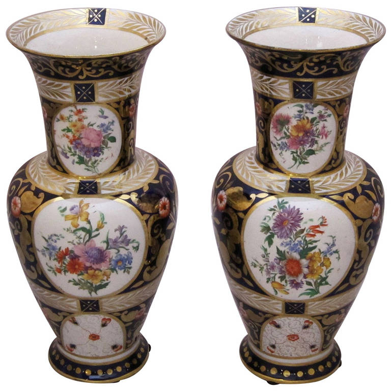 Pair of English Flower Vases For Sale at 1stdibs