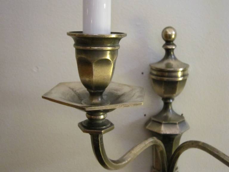 Pair of Adam's Style Wall Lights or Sconces of Burnished Pewter In Good Condition For Sale In Austin, TX