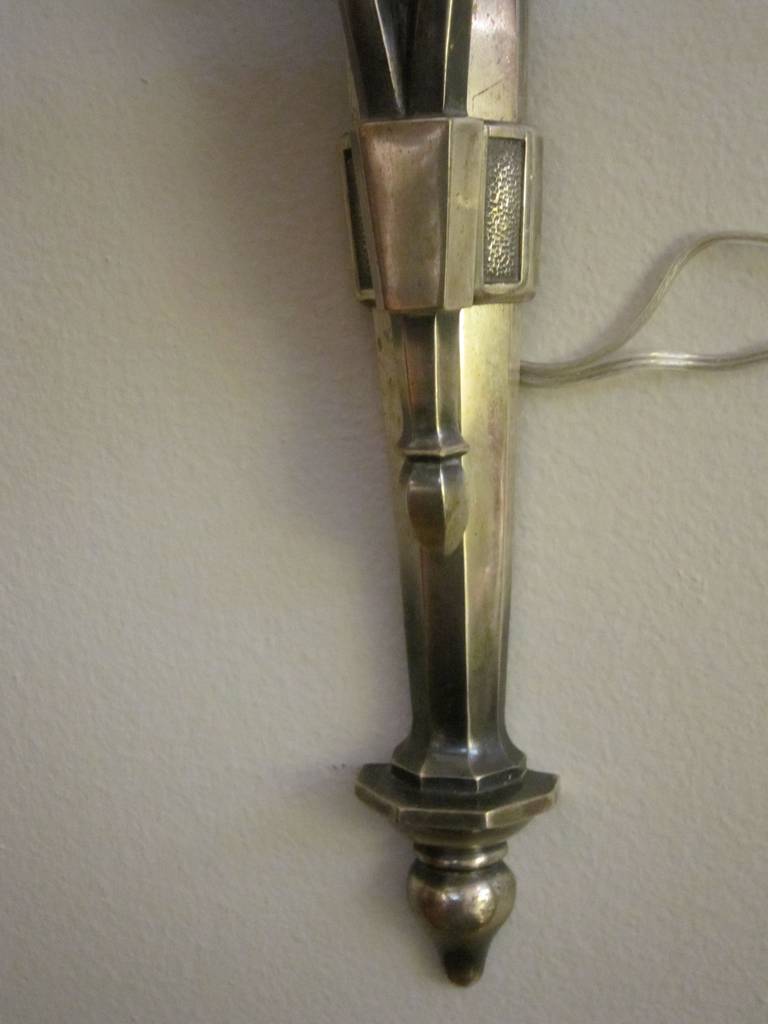 Pair of Adam's Style Wall Lights or Sconces of Burnished Pewter For Sale 4