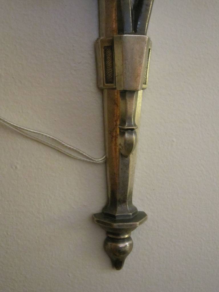 Pair of Adam's Style Wall Lights or Sconces of Burnished Pewter For Sale 1
