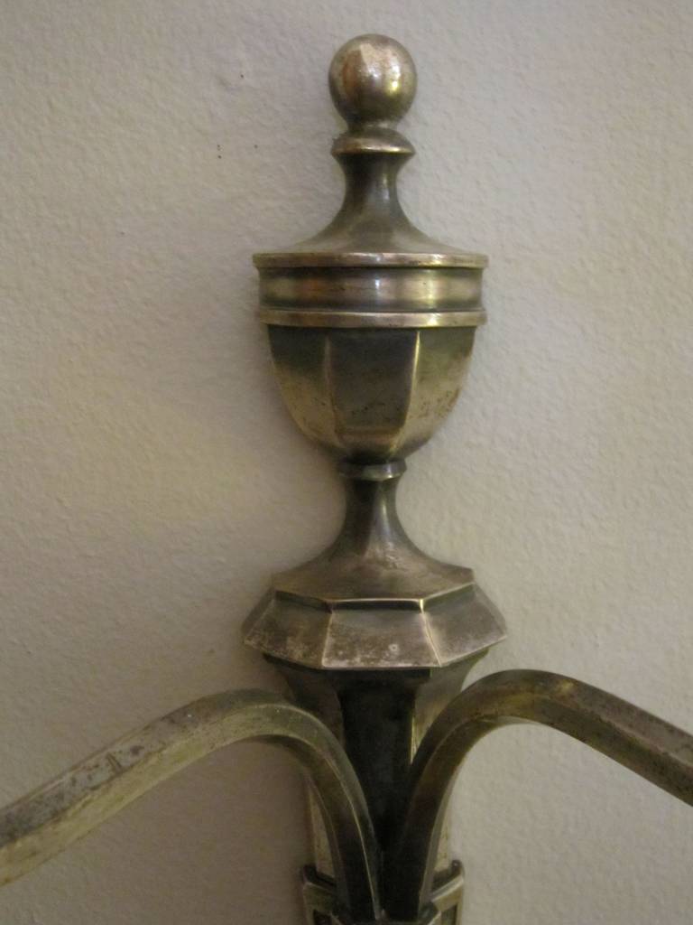 20th Century Pair of Adam's Style Wall Lights or Sconces of Burnished Pewter For Sale