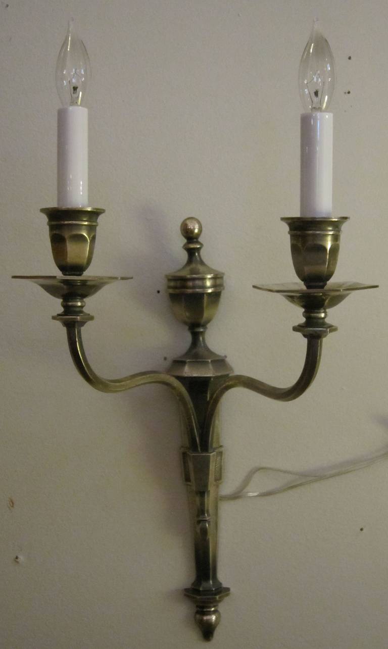 English Pair of Adam's Style Wall Lights or Sconces of Burnished Pewter For Sale