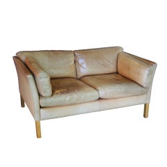 Vintage Danish Two Seat Sofa (Butterscotch Leather)