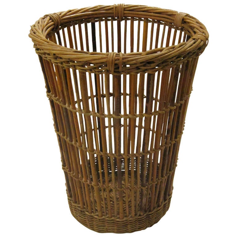 Tall English Willow Basket at 1stdibs