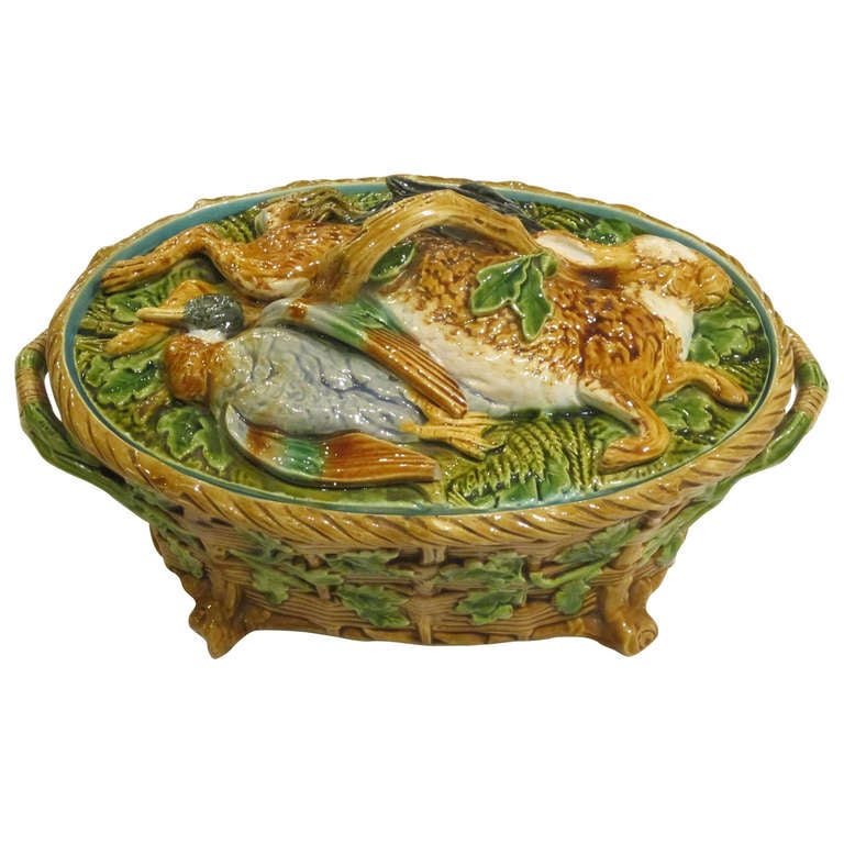 English Majolica Game Pie Tureen by Minton at 1stDibs