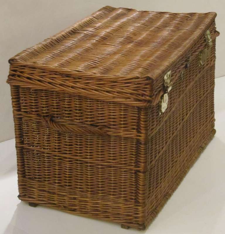 Folk Art Large French Willow Basket Hamper