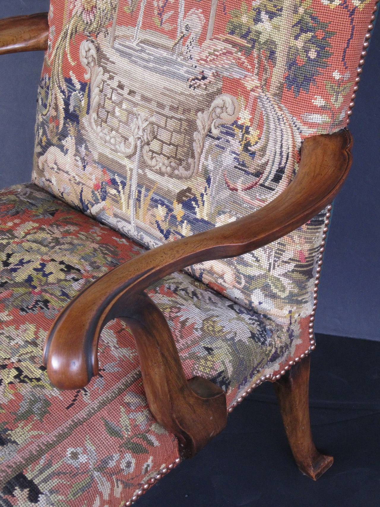 Large English Upholstered Arm Chair - Gainsborough Style 2