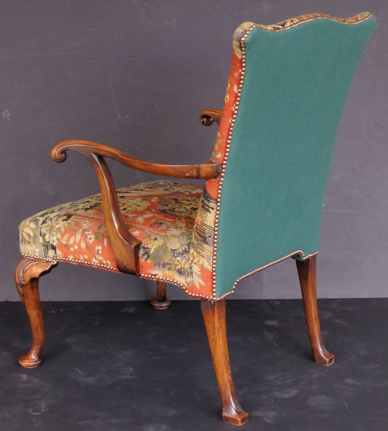 Large English Upholstered Arm Chair - Gainsborough Style In Excellent Condition In Austin, TX