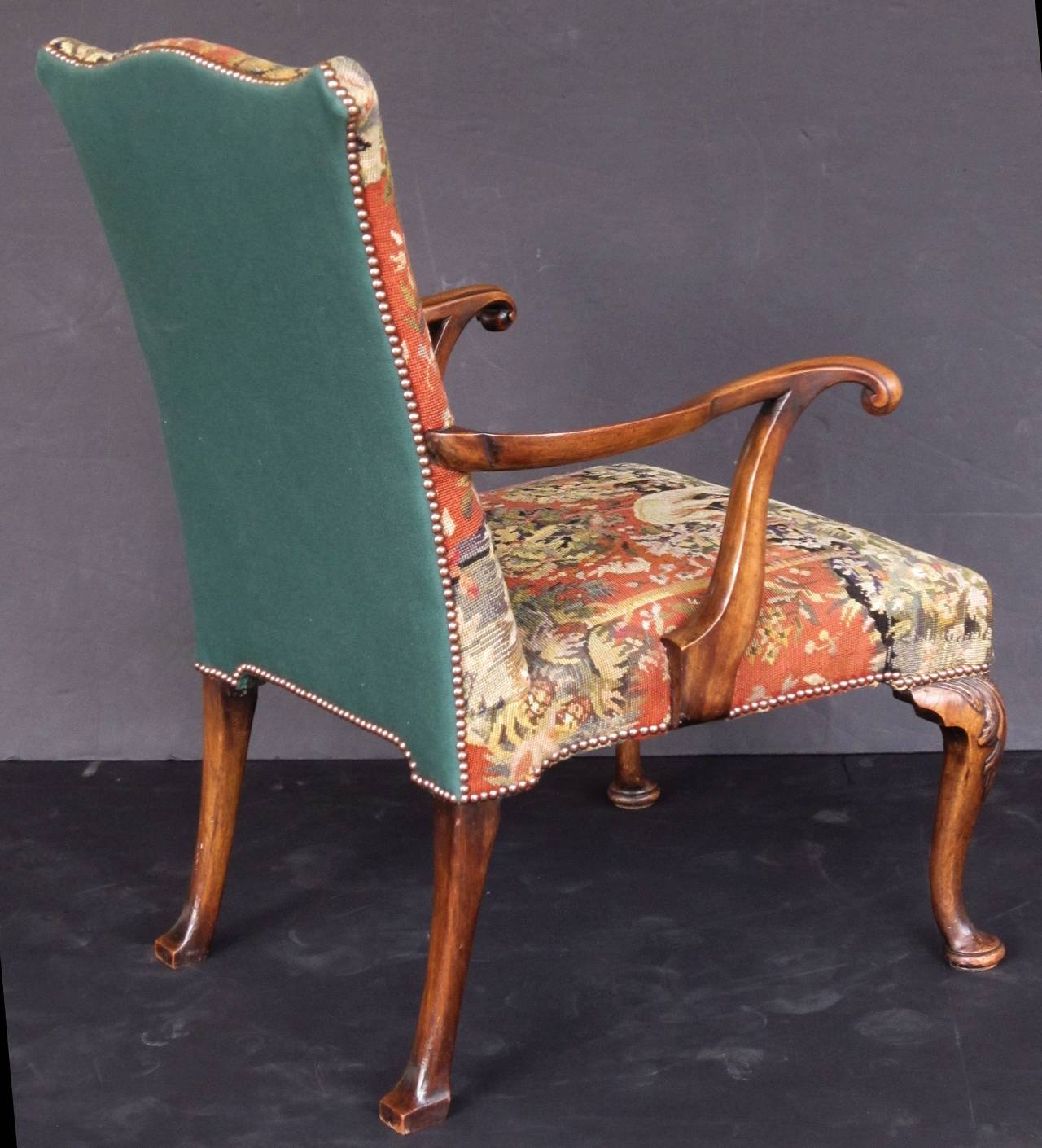 Early 20th Century Large English Upholstered Arm Chair - Gainsborough Style