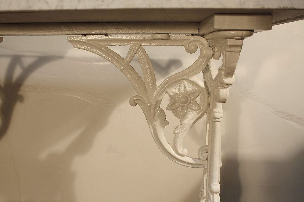 English Bistro Table of Cast Iron with Marble Top 5