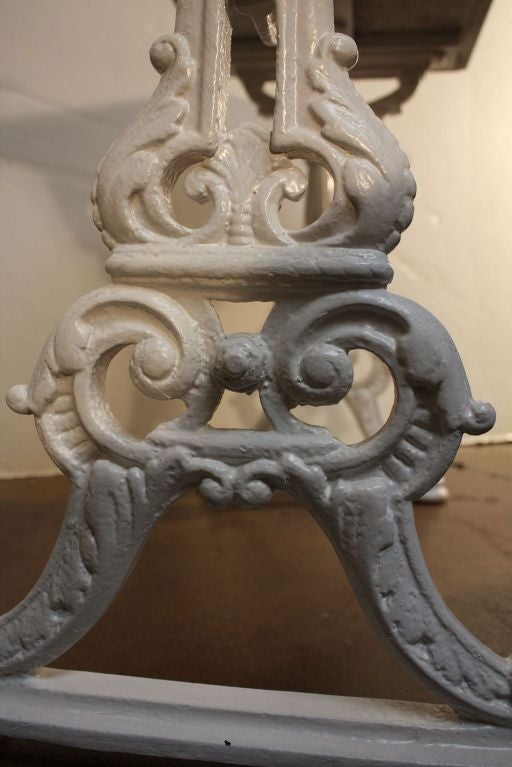 English Bistro Table of Cast Iron with Marble Top 6