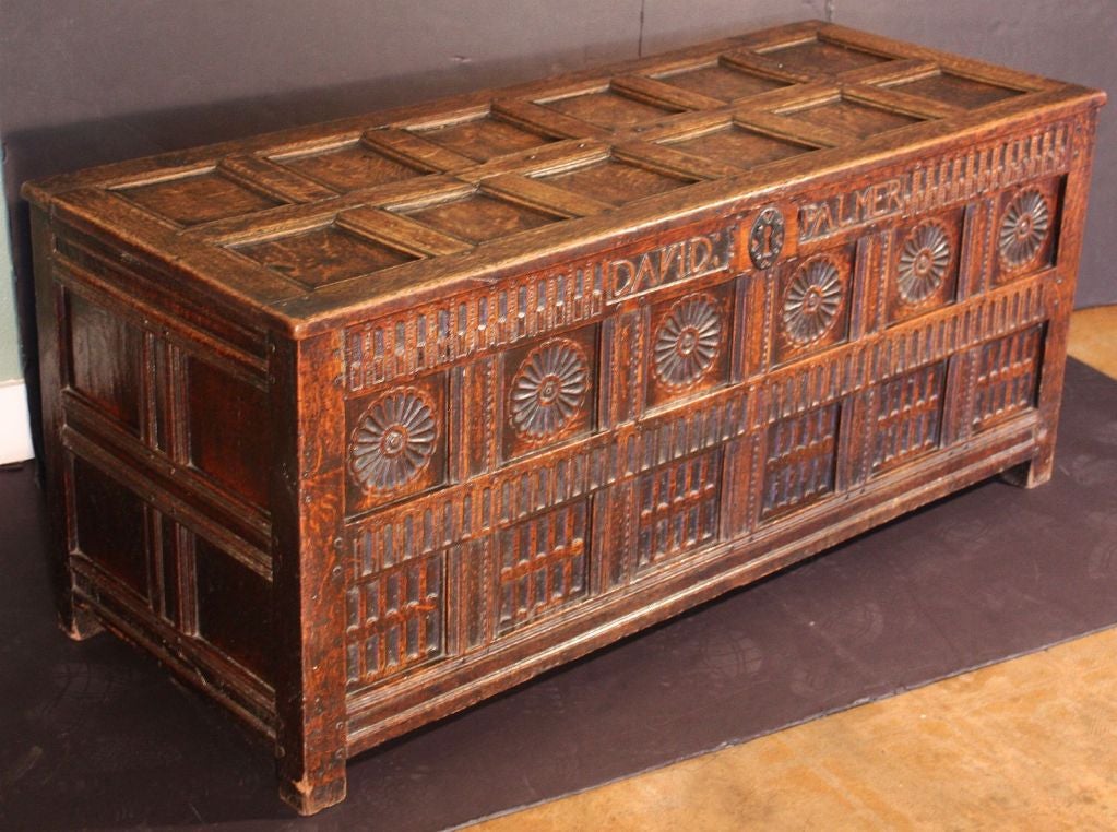 18th Century and Earlier English Joined Coffer of Oak from the Restoration Period