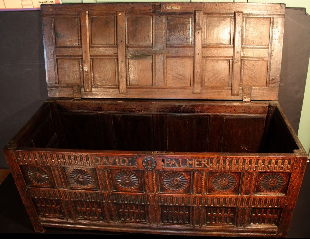 English Joined Coffer of Oak from the Restoration Period 3