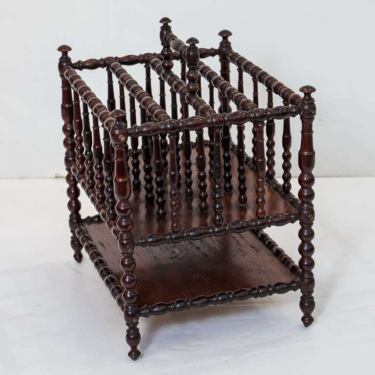 English Turned Spindle Canterbury or Magazine Rack 1