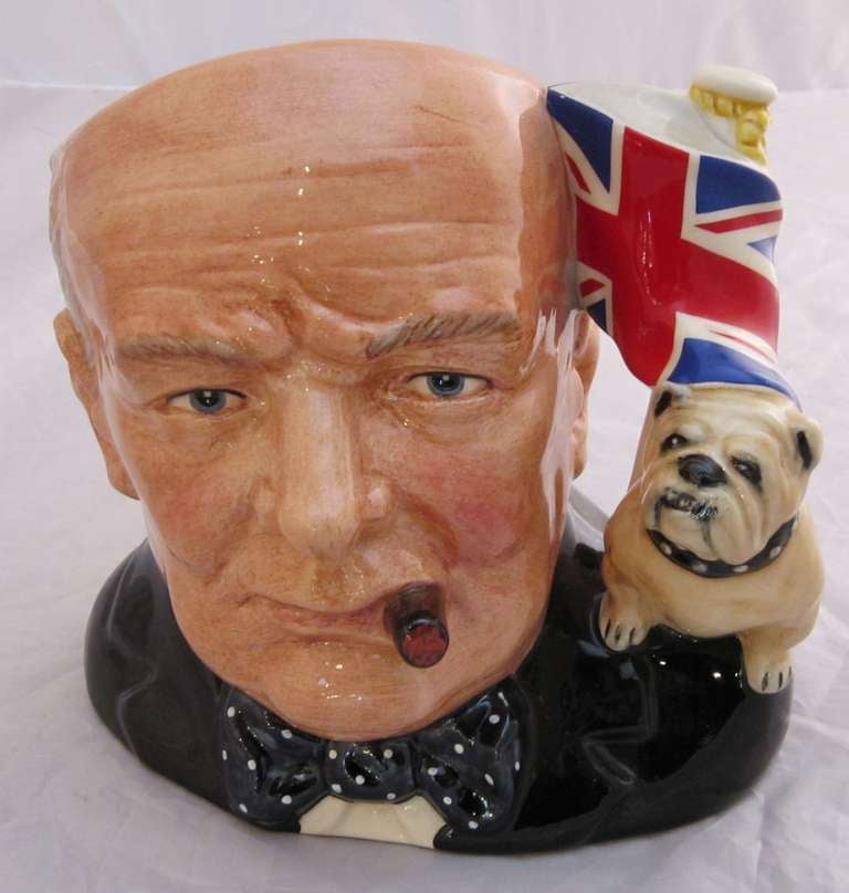 Winston Churchill Character Jug by Royal Doulton In Excellent Condition In Austin, TX