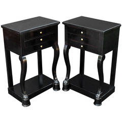 Pair of French Ebonized Night Stands