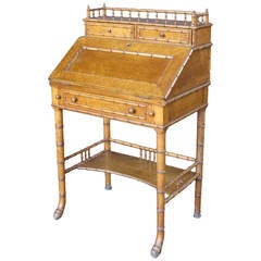 Antique Faux Bamboo Secretaire Desk