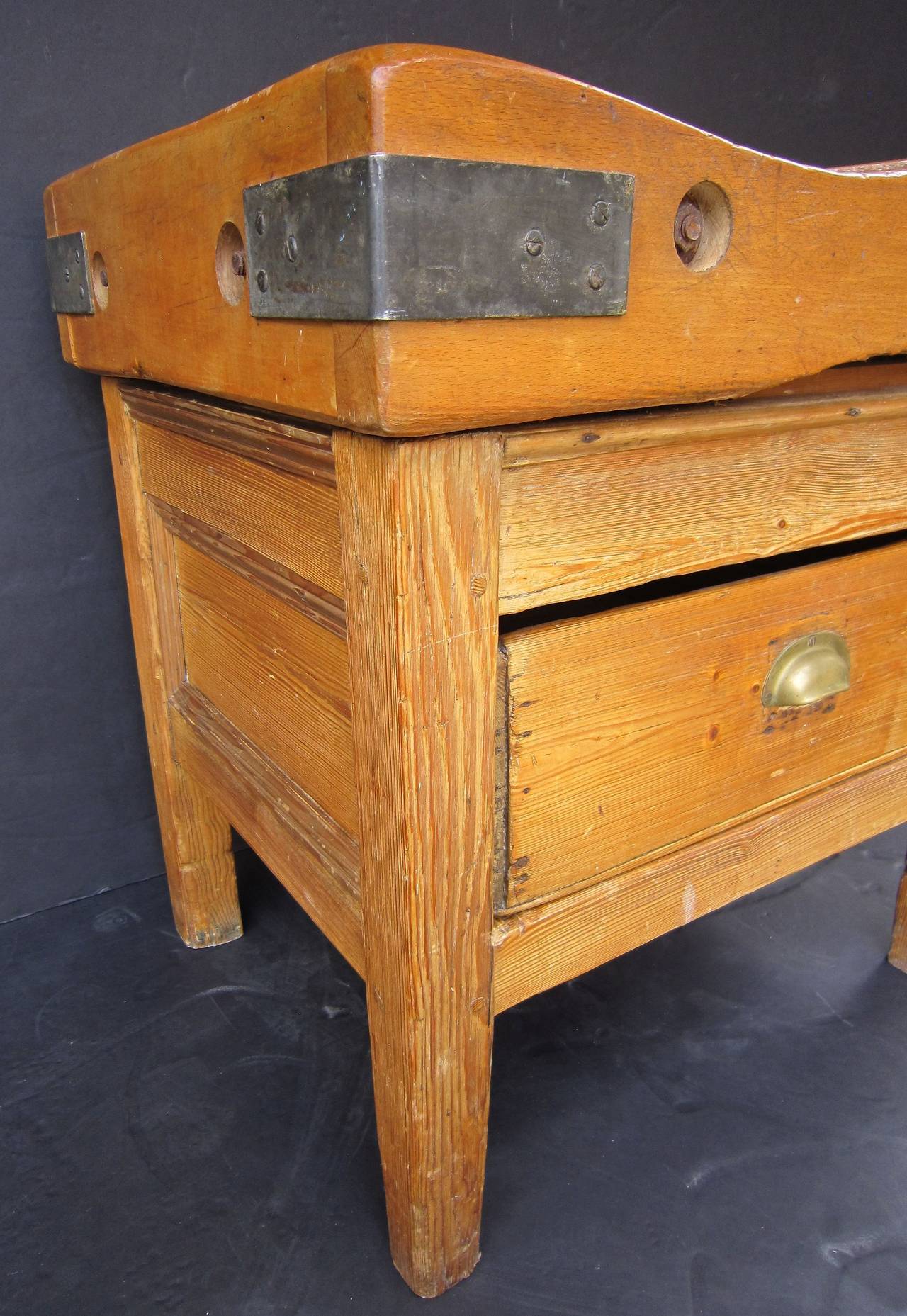19th Century Butcher's Chopping Block Table on Stand