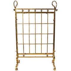 English Fire Screen of Brass and Beveled Glass