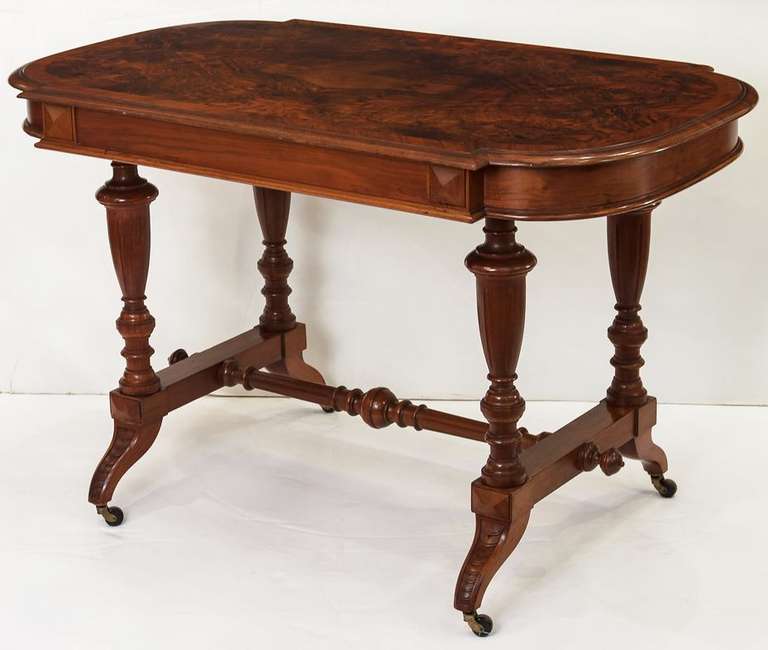 English Library or Sofa Table of Burr Walnut
