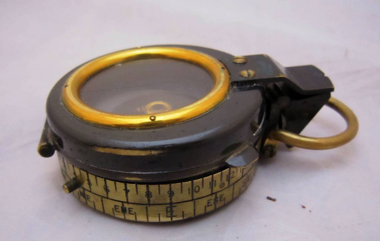 British WWI Marching Compass with Leather Case 1