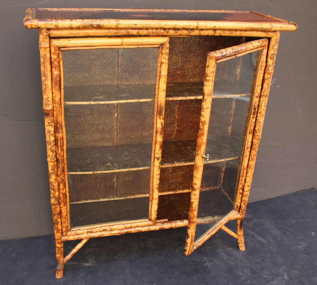 English Bamboo Bookcase with Glazed Doors 2