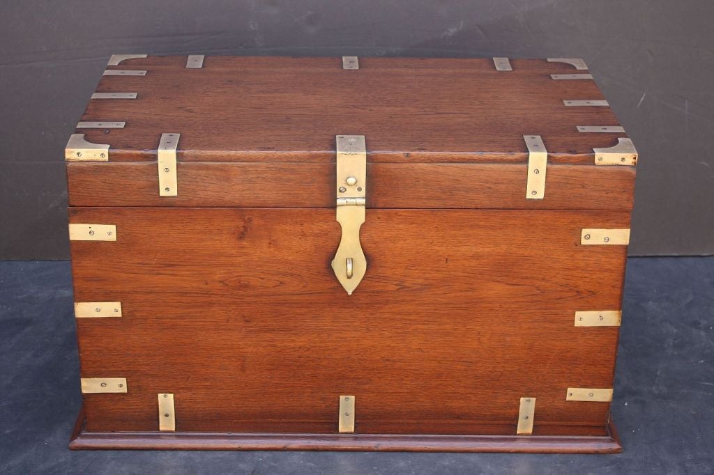 Military Officer's Campaign-Era Trunk of Brass-Bound Teak
