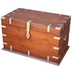 Military Officer's Campaign-Era Trunk of Brass-Bound Teak