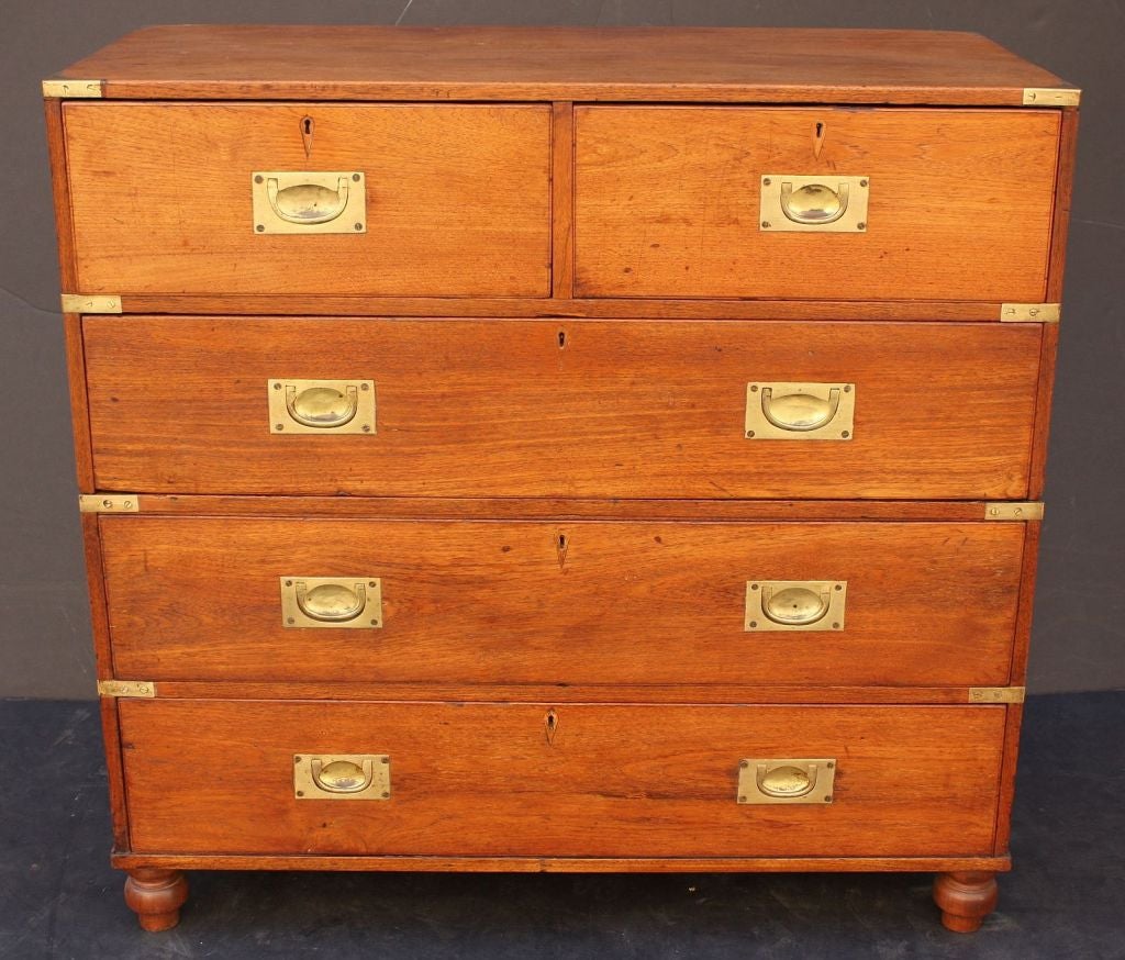 English Miltary Officer's Campaign Chest of Brass-Bound Teak
