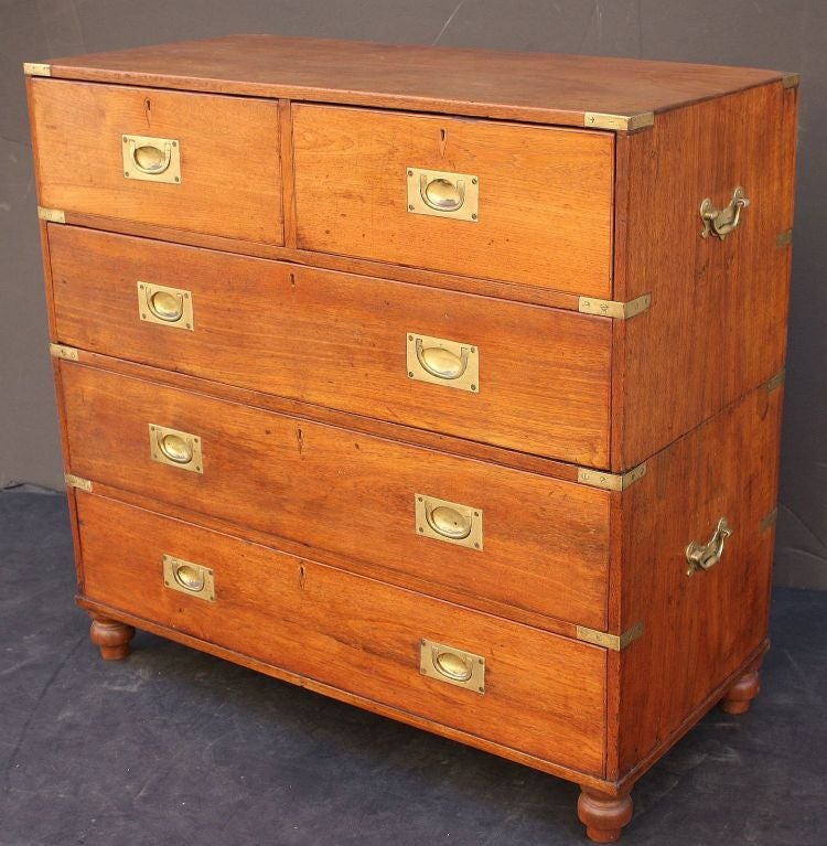 19th Century Miltary Officer's Campaign Chest of Brass-Bound Teak