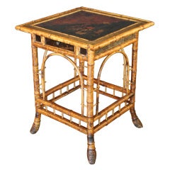 English Bamboo Table with Lacquer Top