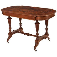 Antique English Library or Sofa Table of Burr Walnut