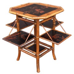 English Bamboo Tea Table With Folding Sides