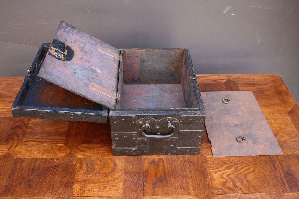 Wood English Bullion Box of Iron-Bound Oak