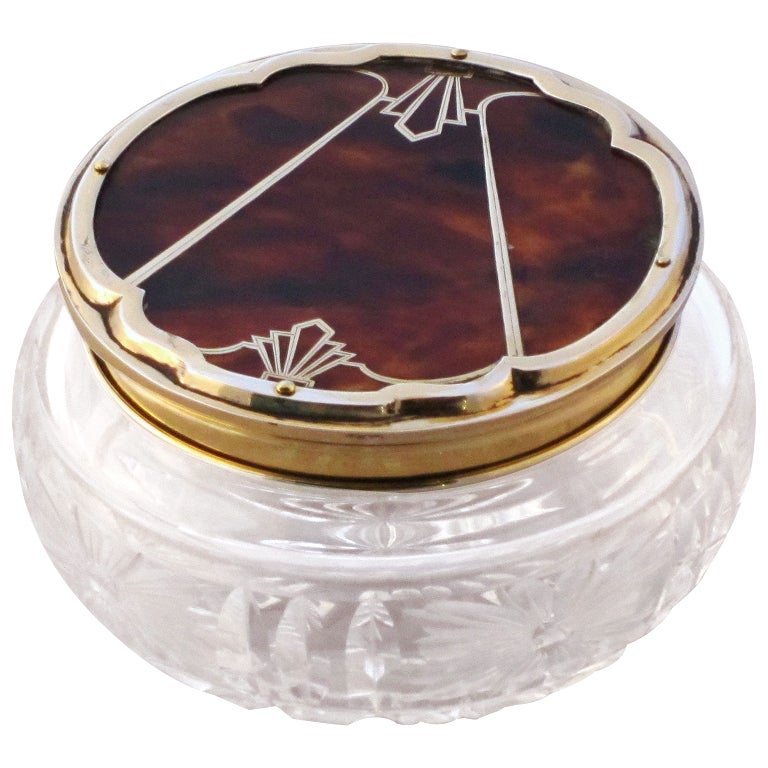 Art Deco Tortoise and Sterling Dresser Jar at 1stdibs
