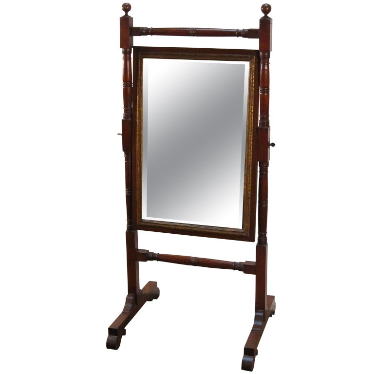 Cheval Mirror of Mahogany from Regency Era England For Sale