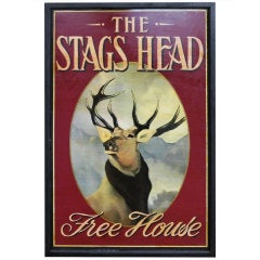Vintage English Pub Sign - The Stags Head (Free House)
