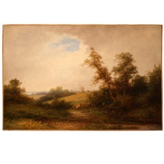 English Landscape Oil Painting by R. Perry