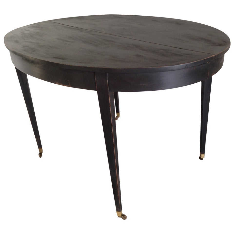 Swedish Gustavian Dining Table on Brass Casters
