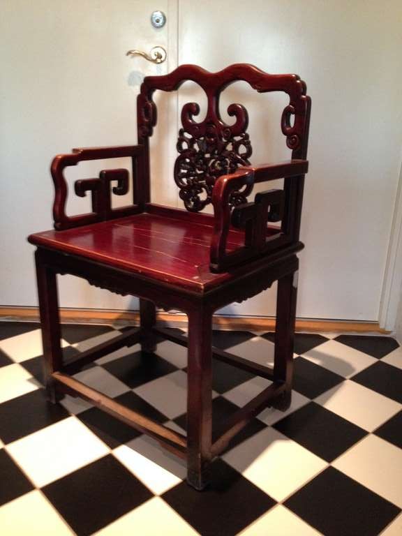 Chinese Chippendale A Pair of Chinese Wedding Chairs in Rosewood
