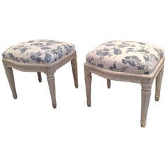 Pair of Large Stools Early Gustavian 1775-1790 Signed Sweden 2